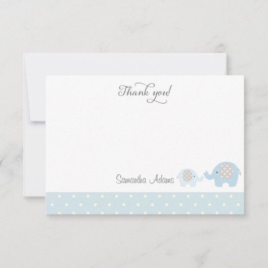 象のベビーシャワーサンキューカード サンキューカード (正面)