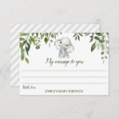 象のベビーシャワータイムカプセルカード エンクロージャーカード (正面/裏面)