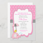 象のベビーシャワー招待状 招待状 (正面/裏面)