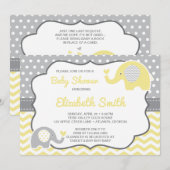 象のベビーシャワー招待状 編集可能な色 招待状 (正面/裏面)