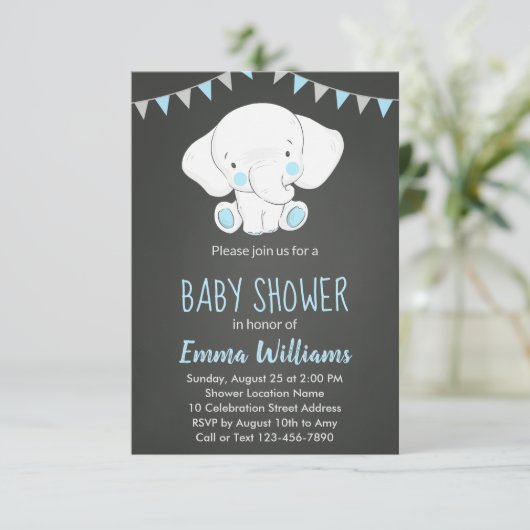 象のベビーシャワー招待状for Boy 招待状 (スタンド正面)
