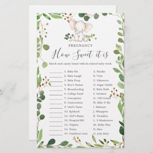 象のベビー妊娠どのように甘いゲーム (正面/裏面)