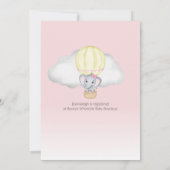象のホットエアバルーン女の子の赤ちゃんシャワー |ピンクI 招待状 (裏面)