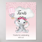 象のホットエアバルーン赤ちゃんシャワーのサイン ポスター (正面)