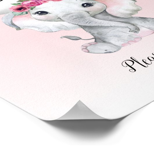 象のホットエアバルーン赤ちゃんシャワーの好意 ポスター (角)