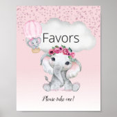 象のホットエアバルーン赤ちゃんシャワーの好意 ポスター (正面)