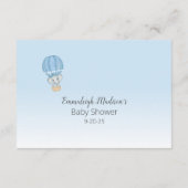 象のホットエアバルーン赤ちゃん男の子推測カウント エンクロージャーカード (裏面)