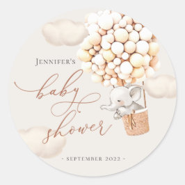 象のメッセージカード!ベビーシャワークラシックラウンドスティ ラウンドシール