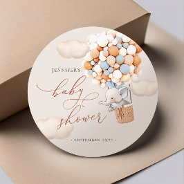 象のメッセージカード!ベビーシャワークラシックラウンドスティ ラウンドシール