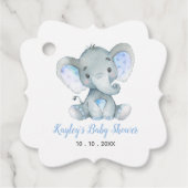 象のメッセージカード – 男の子の赤ちゃんシャワー/誕生日 フェイバータグ (正面)