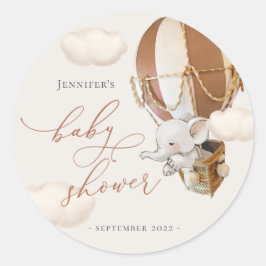 象のメッセージカード!赤ちゃんシャワー ラウンドシール