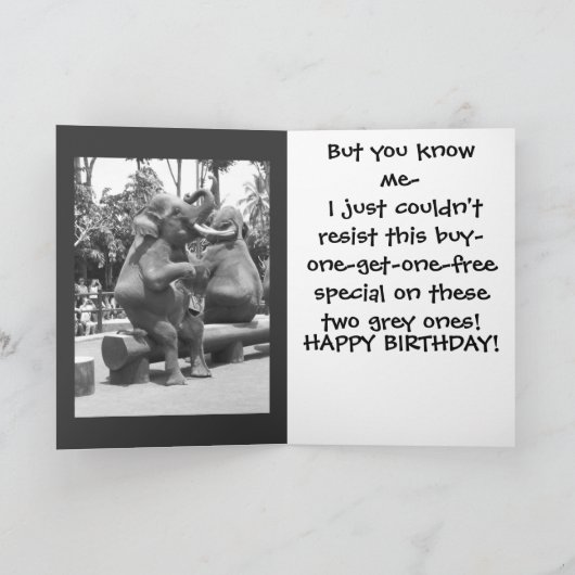 象のユーモア カード (内部)