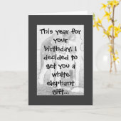 象のユーモア カード (黄色い花)