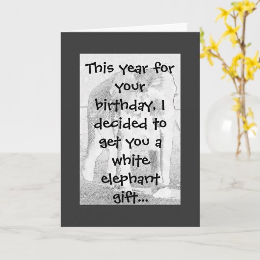 象のユーモア カード (黄色い花)