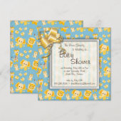 象のライオンのキリンの野生動物のベビーシャワー 招待状 (正面/裏面)