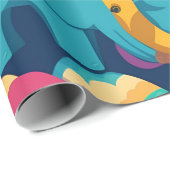 象のレインボーカラフルパタパーソナライズされたーン ラッピングペーパー (ロールコーナー)