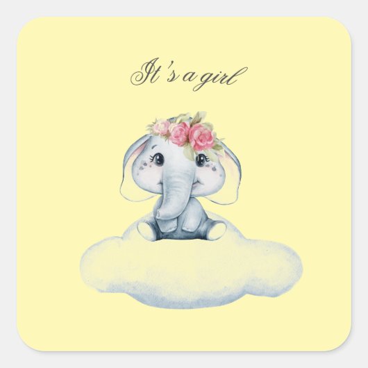 象のロージーと夢のような日。 スクエアシール (正面)