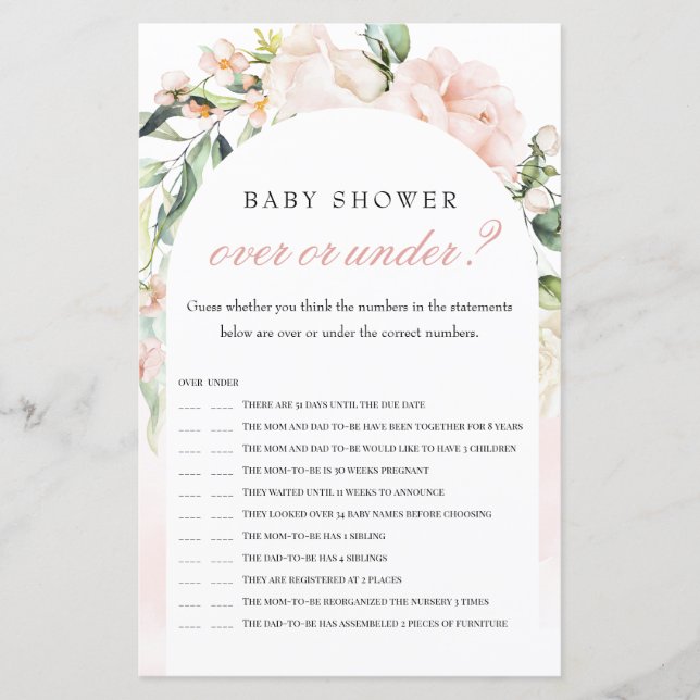 象の上または下の赤面赤ちゃんシャワーゲーム (正面)