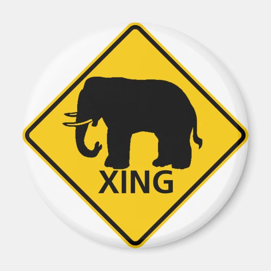 象の交差点のハイウェイ標識 マグネット (正面)