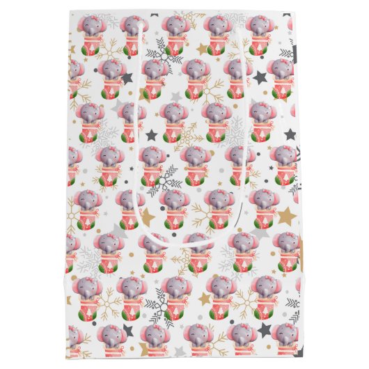 象の休日カスタマイズ ミディアムペーパーバッグ (裏面)