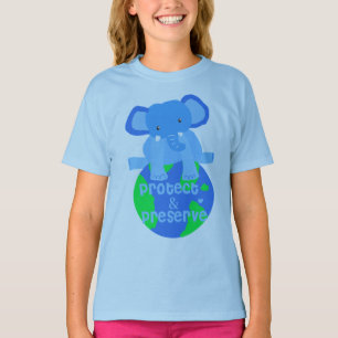 象の保存地球 Tシャツ