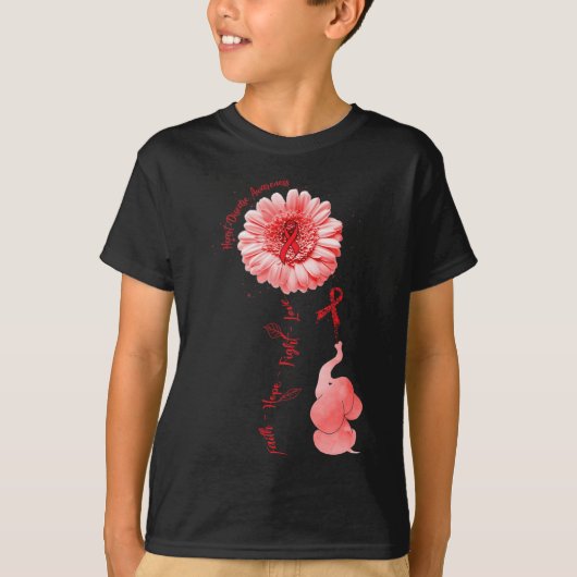 象の信仰 希望 闘争 愛 心臓病啓発 Tシャツ (正面)