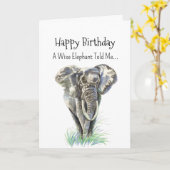 象の個性誕生日おもしろい動物 カード (黄色い花)