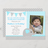 象の写真バースデーパーティ招待状 招待状 (正面/裏面)