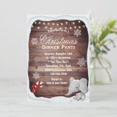 象の冬の雪の結晶のクリスマスパーティー 招待状 (スタンド正面)