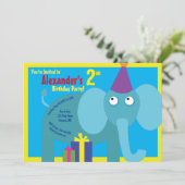 象の動物の子のバースデーパーティ招待状 招待状 (スタンド正面)