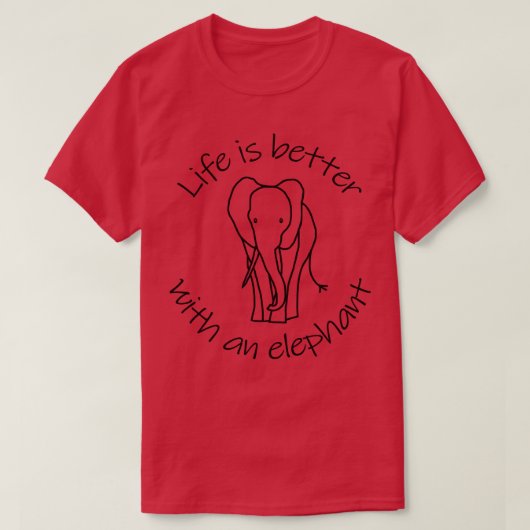 象の動物の引用文で人生は良い Tシャツ (デザイン正面)