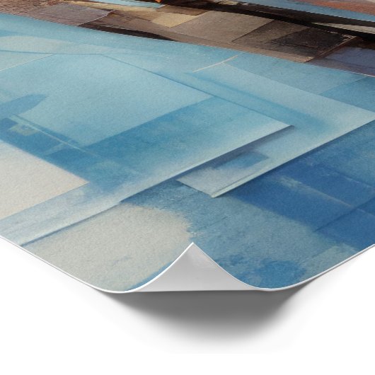 象の動物アートデコールモザイク絵を描ラ ポスター (角)