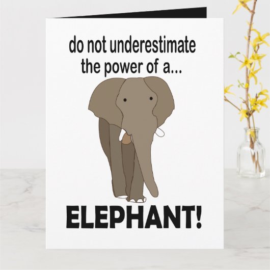 象の動物サファリおもしろいゾウ カード (黄色い花)