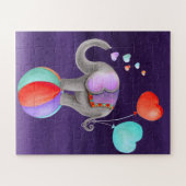 象の動物サーカス水色ジグソーパズル ジグソーパズル (横)