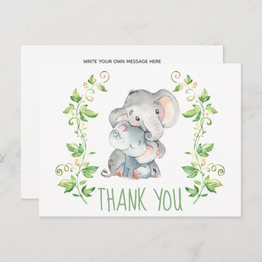 象の動物園の動物の赤ちゃんシャワーありがとう ポストカード (正面/裏面)