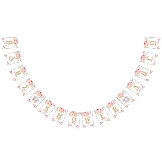 象の双子のベビーシャワー旗 バンティングフラッグ (全)