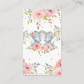 象の双子の女の子の赤ちゃんシャワーが本を持ってくる エンクロージャーカード (裏面)