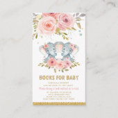 象の双子の女の子の赤ちゃんシャワーが本を持ってくる エンクロージャーカード (正面)