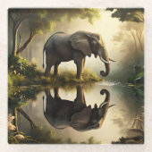 象の反射 ガラスコースター (正面)