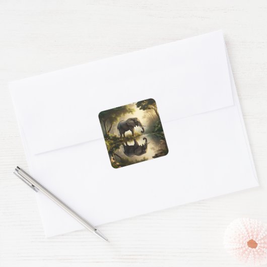 象の反射 スクエアシール (封筒)