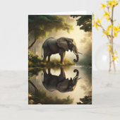 象の反射 | ハッピーバースデー カード (黄色い花)