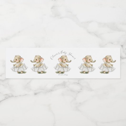 象の名パーソナライズされた女の子の赤ちゃんシャワー ペットボトルラベル (シングルラベル)