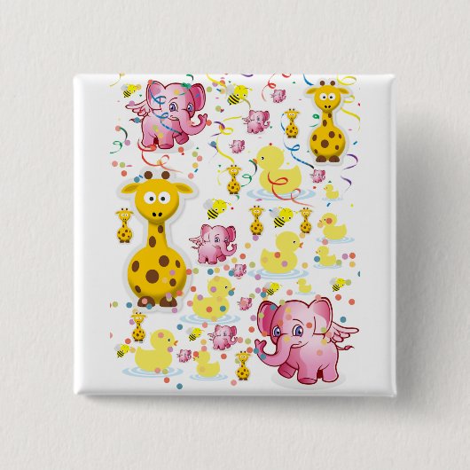 象の四角ボタン 缶バッジ (正面)