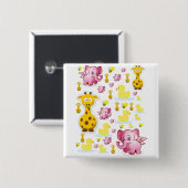 象の四角ボタン 缶バッジ (正面&裏面)