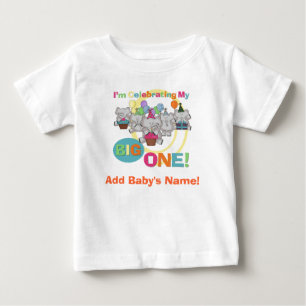 象の大きい1枚の第1誕生日のTシャツ ベビーTシャツ