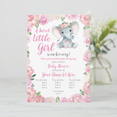 象の女の子の招待状、ローズ rustic、ピンク 招待状 (スタンド正面)