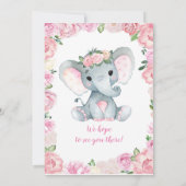 象の女の子の招待状、ローズ rustic、ピンク 招待状 (裏面)