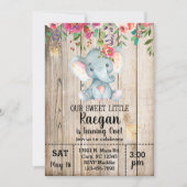 象の女の子の誕生日の招待状、白い木。 招待状 (正面)