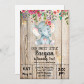 象の女の子の誕生日招待状, 白い木。 招待状 (正面/裏面)