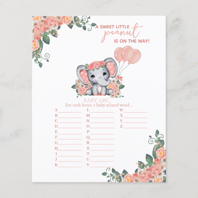 象の女の子の赤ちゃんシャワーゲーム (正面)